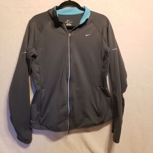 Nike L Jacket Grey Dri-FIT Full Zip Reflective Track Running Athletic Gym